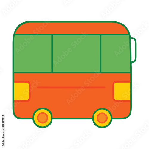 A vibrant and colorful illustration of a double-decker bus

