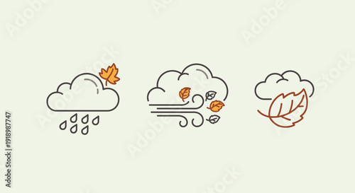 Seasonal Weather Conditions Illustrated with Leaves and Clouds via ImageFX