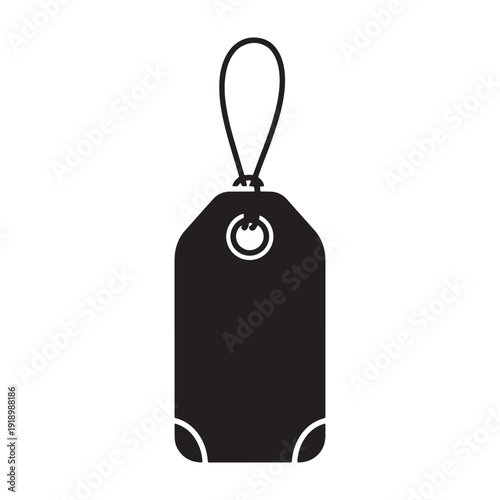Black clothing tag with string for product labeling