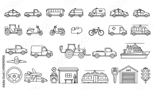 transportation icons set