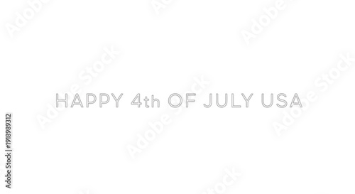Patriotic greeting card template with Happy 4th of July USA text, isolated on transparent background