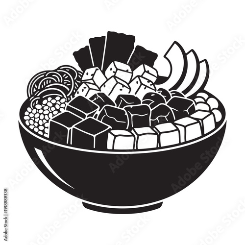 Delicious bowl of sushi with fresh ingredients and seaweed