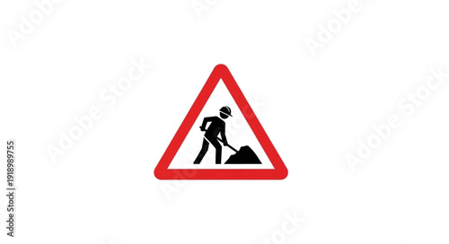Road Work Ahead Warning Sign.