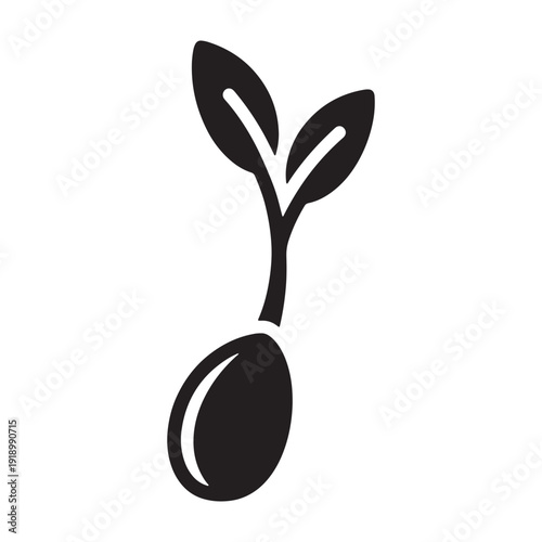Black sprouting seed icon vector
