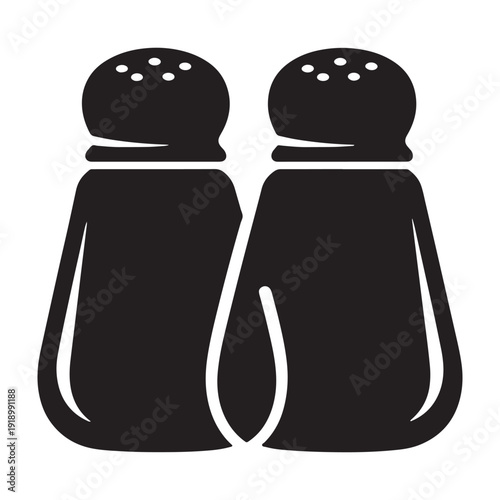 Simple black salt and pepper shakers icon