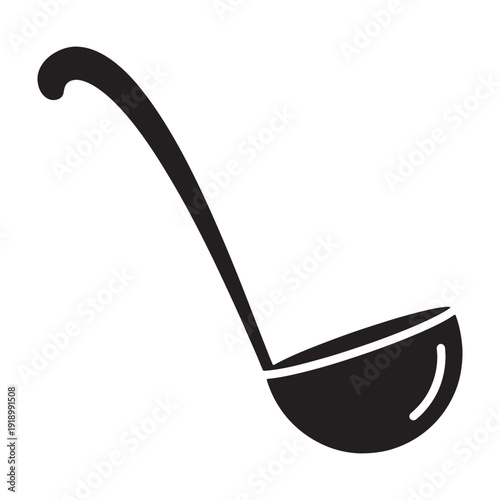 Black ladle icon on white background