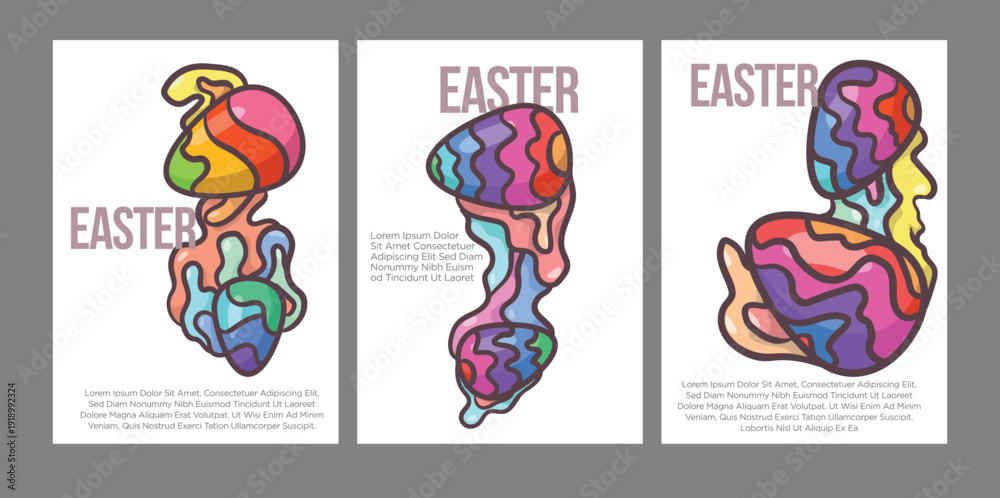 Fototapeta Contemporary Pastel Easter Egg Wall Art Set. Pastel Abstract Easter Eggs Print Set . print size easter poster in pastel color vector illustration.