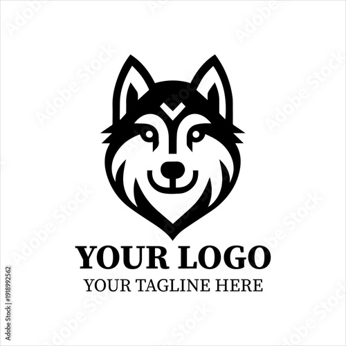 Minimal Wolf Head Logo Vector – Modern Geometric Husky and Wolf Mascot Line Art Emblem Collection