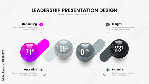 Clean Insight Slide Design Vector Illustration. Project Growth 4 Element Diagram Presentation Layout. Colorful Briefing Four Option Infographic Frame Template.