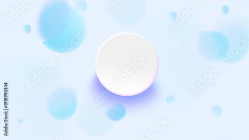 Abstract loop animated background with white copy space button and blue circle sphere moving around. 