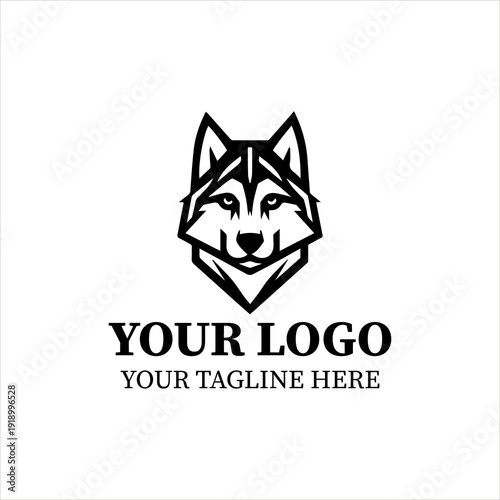 Minimal Wolf Head Logo Vector – Modern Geometric Husky and Wolf Mascot Line Art Emblem Collection