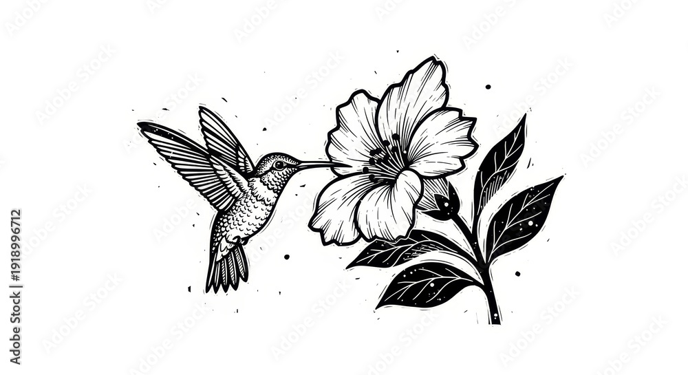 Fototapeta premium Black and white vector illustration of a seamless floral pattern featuring a bouquet of tulips with leaves in a vintage artistic style