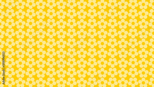 Illustration of a repeating yellow floral pattern, often used as a background or wallpaper design