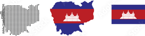 Cambodia map and national flag illustration country identity design