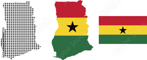 Ghana map and national flag illustration country identity design