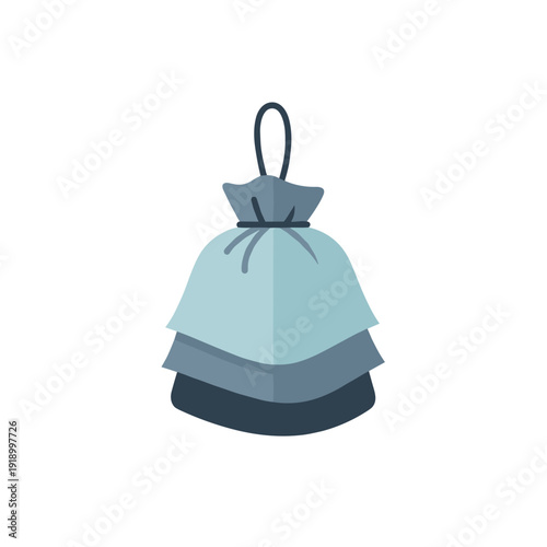 Elegant hanging sachet with layered design isolated on a white background, showcasing a minimalist style and soft blue tones