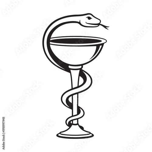 caduceus medical symbol on white.