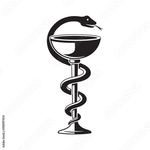 caduceus medical symbol on white.