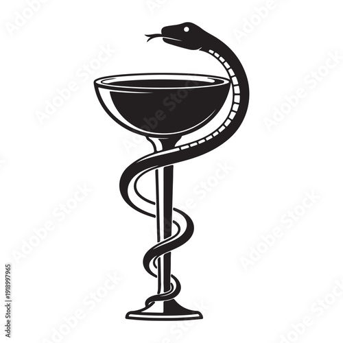 caduceus medical symbol on white.