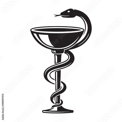 caduceus medical symbol on white.