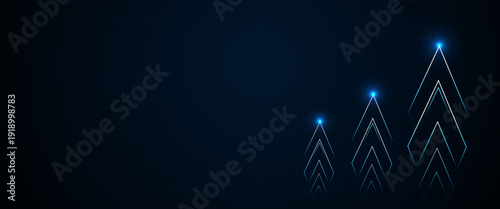 Electric blue arrows stretch toward a radiant node, reflecting powerful increase in quantum-driven digital success. Multiple arrows converge at a bright point, representing