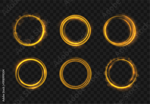 Rich gold circle with glowing dust enhances elegant compositions. Floating frame suits digital overlays and banners