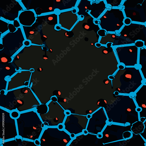 Abstract Nanotechnology Molecular Lattice Network Illustration