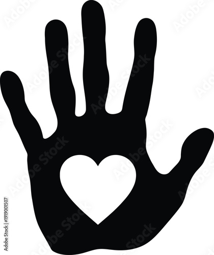 Hand with Heart Vector Graphic Illustration. 