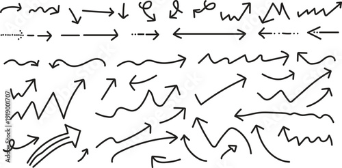 Collection of hand drawn arrows and pointers in various styles