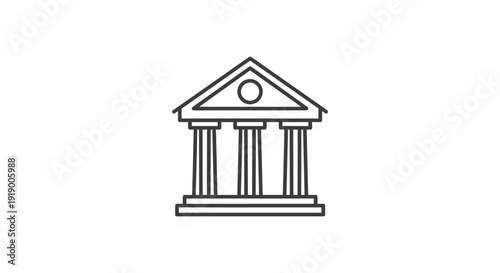 Simple line art icon representing a classical building structure like a bank or museum