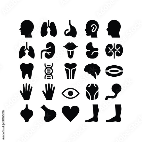 Set of human and food icons vector silhouettes