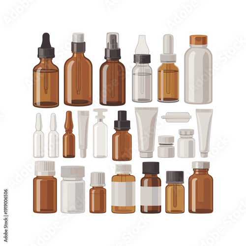 Set of medicine bottles vector illustration