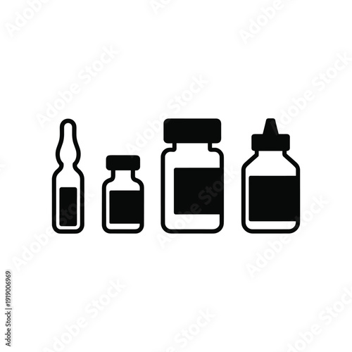 Set of medical and medicine bottles vector illustration