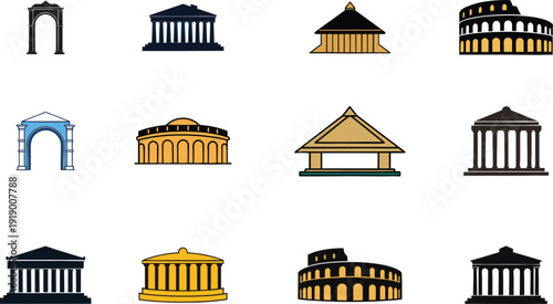 set of vector buildings