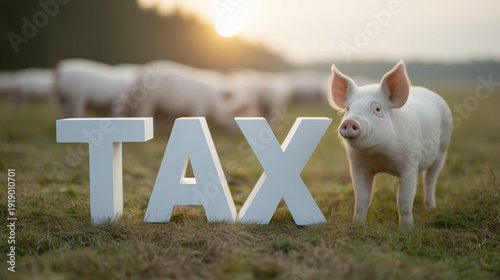 Pig with TAX sign: A single...