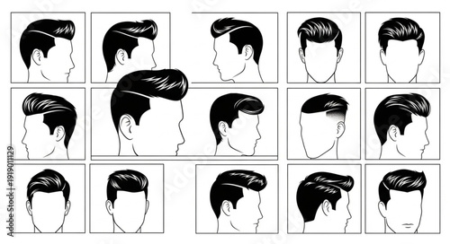 Collection of vintage hairstyles for men.