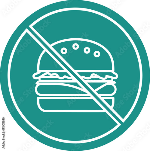 No burger forbidden symbol, healthy eating concept, vector illustration of dietary restriction