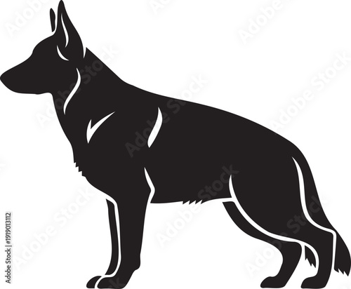 German shepherd dog silhouette standing vector icon
