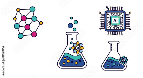 Science Technology Molecular Structure Icons.