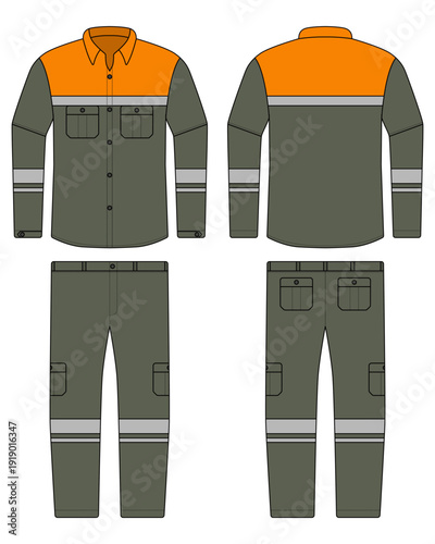 Safety Workwear Uniform Vector Mockup