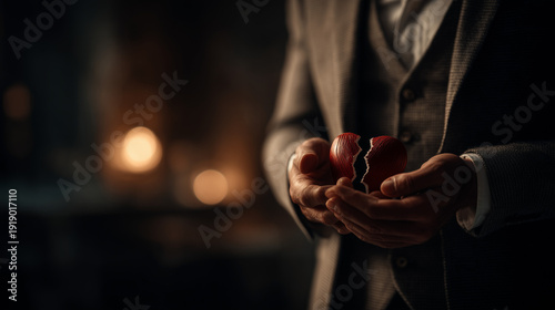 Broken Heart: A man holds a...