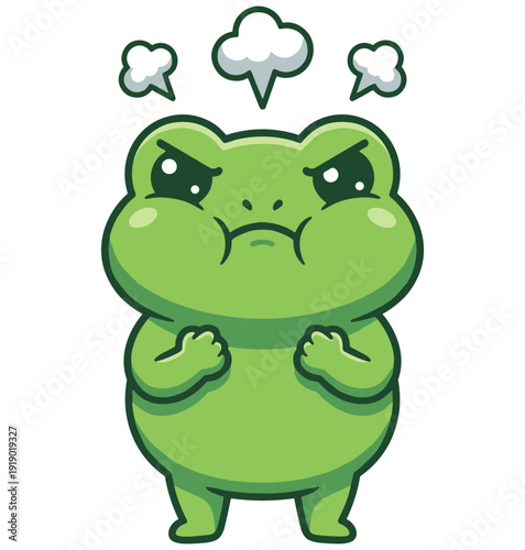 Cute Angry Frog Face Emoticon Illustration