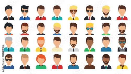 A diverse collection of cartoon avatars showcasing different facial features and styles