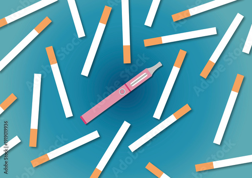 Cigarettes and a vape, illustration