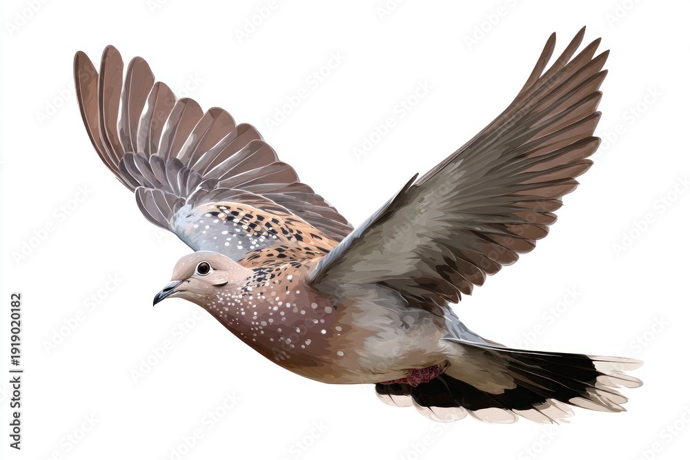 Fototapeta premium Detailed illustration of flying dove.