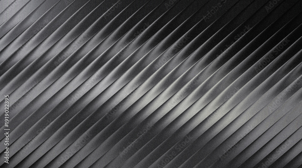 Fototapeta premium Grainy ribbed abstract dark background texture with diagonal parallel lines and subtle grain effect, metallic or fabric surface pattern