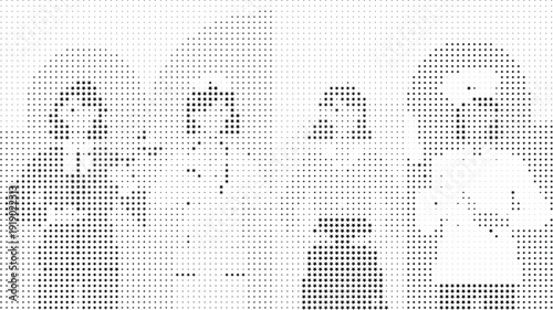 Dot Pattern People Interaction: A graphic representation of individuals interacting, created using a meticulous dot pattern.