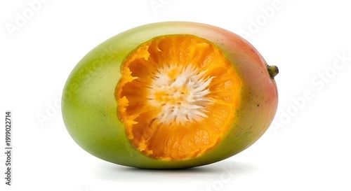 Ripe mango cut open showing vibrant orange flesh