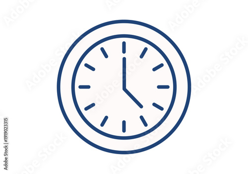 Icono de reloj de pared con manecillas en color azul