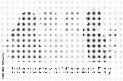 International Women's Day Celebration: This artistic image commemorates International Women's Day, illustrating the strength and unity of womanhood through an elegant dot pattern.